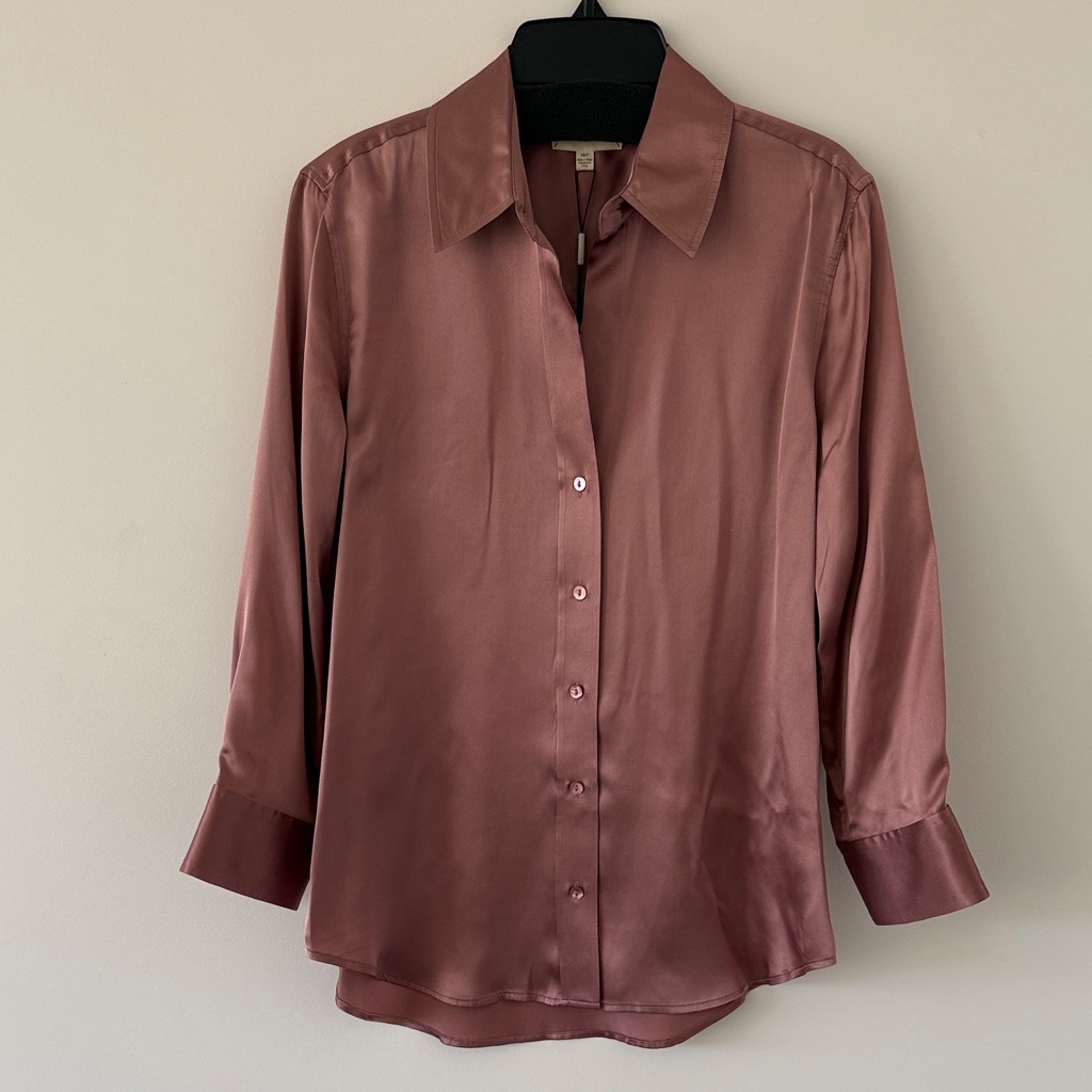 L'agence Satin Rose Button Down Shirt
